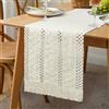 GlasFlength Runner Tavola Moderno Boho, 30x180CM Runner da Tavolo con Nappa Beige Vintage Runner per il Tavolo Cotone Lino Lavabile Tovaglia per Matrimoni Compleanno Cucina Decorazione del Tavolo