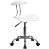 Flash Furniture Sedia da Scrivania Girevole, con Seduta in Stile Mezzadro, Colore Bianco Lucido e Cromo