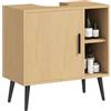 HOMCOM Mobiletto da bagno sottolavabo industriale 60x30x59,5cm Rovere | Mobile sottolavabo industriale, porta a chiusura ammortizzata, ripiano regolabile