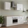Dmora - Cucina completa Carona, Composizione cucina moderna, Set cucina componibile, Soluzione cucina funzionale, Bianco e Rovere