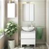 Dmora set Mobili Bagno ShowLow Bianco Lucido 2 Cassetti 2 Ripiani, Un'anta