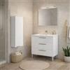 Dmora set Mobili Bagno Avondale Bianco Lucido Specchio Incluso 3 Cassetti, un Ripiano