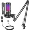 talomen USB Microfono Kit per PC Gaming PS5, RGB Microfono a Condensatore da Tavolo con Pulsante di Silenziamento, Filtro Anti-Pop e Supporto Antiurto per Streaming Podcasting Youtube Podcast F8S