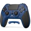 LATEC Controller per PS4 con Bluetooth, Controller Wireless PS4 con 2 Pulsanti Macro Programmabili, Sensore Giroscopico a 6 Assi, Doppia Vibrazione, Touchpad, Blu