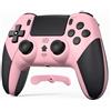 LATEC Controller per PS4 con Bluetooth, Controller Wireless PS4 con 2 Pulsanti Macro Programmabili, Sensore Giroscopico a 6 Assi, Doppia Vibrazione, Touchpad, Rosa