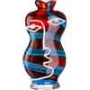GILDE GLAS art Vetro Art Franco - Vaso per il viso in vetro, motivo facciale, blu, rosso, altezza 34 cm x larghezza 17 cm, dipinto a mano