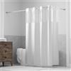 Hookless It's a Snap! - Tenda da doccia 3 in 1, con finestra superiore trasparente, anelli flessibili e fodera in tessuto con magneti, 180 x 188 cm, colore: bianco