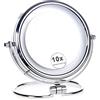 HIMRY 18cm LED Illuminato Specchio Pieghevole da Trucco, Ingranditori 10X, Funzionamento a Batteria, 7 Pollici Specchio da Tavolo con Piedistallo, Specchio Bagno per Rasatura, KXD3137-10x