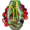 GILDE GLAS art Vetro Art Conturo - Vaso viso in vetro - altezza 30 cm x larghezza 27 cm - verde rosso - motivo viso - fatto a mano