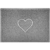 Nicoman Cuore Zerbino Entrata - Tappeto Lavabile Antiscivolo - (Ideale in Esterni Non riparati), Grande (90x60cm), Grigio