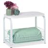 Relaxdays Tavolino Effetto Marmo con Contenitore, Laterale da Divano, Struttura in Ferro, 38 x 50 x 30 cm, bianco