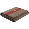 LS Coperta in lana stile militare svizzero castagno 2700, marrone con croce bianca e striscia rossa