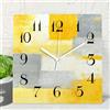 ArtSocket Orologio da parete silenzioso da 30,5 cm, senza ticchettio, stile vintage moderno, dipinto astratto giallo, grigio bianco, funzionamento a batteria, display analogico