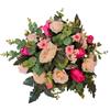 DRW Centro di fiori artificiali rotondi, tonalità rosa, per chiese, cimiteri e celebrazioni con poenie, tulipani ed eucalipto, 50 x 50 x 35 cm