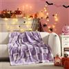 Betsey Johnson - Coperta, morbida coperta burrosa per divano o letto, audacemente peluche e biancheria da letto oversize, decorazione per Halloween (teschio a scacchi screpolato viola, 127 x 178 cm)