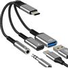 WASRUYI Adattatore AUX a USB C (3 in 1) per cuffie per iPhone 17 16 15 Audio 3,5 mm Jack Splitter Cavo di tipo C per Apple Cord Charger Dongle USB 3.0 OTG Doppia ricarica per iPad Auto Macbook Compatibile per