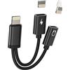 Kefiany Adattatore per cuffie per iPhone (2 in 1) Dual Lightning Jack Dongle di ricarica splitter audio caricabatterie connettore AUX porta di alimentazione per Apple 14 13 Pro per iPad certificato Mfi Cavo