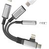 Aksenli Adattatore dati USB C OTG (19,4 cm²) per iPhone 17 16 15 14 Pro Max Lightning Aux Audio Jack Splitter da 3,5 mm per Apple Dongle Caricabatterie Connettore per cuffie di tipo C per ricarica iPad Dual