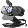 TRAUSI Webcam HD 1080P con microfono, cancellazione del rumore, copertura della privacy, obiettivo grandangolare, correzione automatica della luce, USB Plug & Play