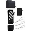 ECMQS Set di coperture in silicone per fotocamera portatile, 1 nero classico | Per tasca 4 aperture ventilate, protezione schermo, 3 cordini da polso, viaggio quotidiano