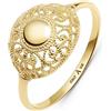 Amberta Anello in Oro 14 Carati per Donna a Filigrana | Anelli Vintage Donna in Oro Giallo 14K 585 | Gioiello Stile Etnico Made in Italy