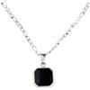 Ticome Collana con ciondolo in onice nera, collana da uomo in metallo con blocchi geometrici in pietra nera, collana semplice, gioielli commemorativi in acciaio inossidabile, gioielli regalo per