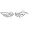 Qings Orecchini da donna in argento 925, piccoli fiori e ali d'angelo | Orecchini in argento sterling con chiusura a farfalla, per donne e ragazze, per tutti i giorni e come regalo