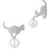 Miaofu Gatto Orecchini,Carino Gatto Orecchini,Orecchini Perla Argento 925, Naturale d'Acqua Dolce Perle 7.5-8mm, Miglior Regalo Per Le Donne, Con Scatola Regalo