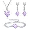 Glintara Set di gioielli da donna, in argento Sterling 925, con ciondolo a forma di cuore, 3 pezzi, con catena da 45 cm, orecchini pendenti e bracciale, con zirconi e confezione regalo