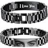 Mylongingcharm Bracciale Uomo Personalizzato con Foto degli Occhi, Regalo per Fidanzato | Braccialetto Acciaio Inossidabile Regolabile, Foto e Nome/Testo Incisione, Regalo San Valentino, Anniversario