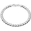 Aka Gioielli® - Bracciale in Argento Sterling 925 Massiccio - Catena Maglia Cubana Classica 7mm/8mm Uomo Donna Lunghezze: 21 23 cm