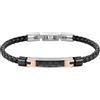 Morellato Bracciale da uomo, Collezione Moody, in pelle, IP nero, acciaio, fibra di carbonio - SQH22