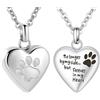 InfuMemo Collana commemorativa con urna commemorativa per ceneri di cane/gatto a forma di cuore per animali domestici, urna commemorativa con impronta di zampa, gioiello commemorativo per ceneri