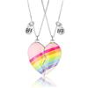 CERSLIMO Collana dell'amicizia con cuore arcobaleno, collana abbinata per 2 ragazze | Collane magnetiche per ragazze adolescenti regali per bambini per donne laurea compleanno regali di Natale