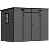 JUMMICO Casetta da Giardino in Resina 237x123x183 cm, Capanno Attrezzi Impermeabile Anti-UV con Ventilazione, Facile Montaggio, per Giardino e Terrazzo, Nero