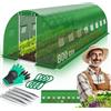 KESSER® Serra stabile con 16 finestre con zanzariera e porta, tunnel da giardino con telaio in acciaio zincato, 170 g/m², con guanti e corde, 800x200x300 cm, verde