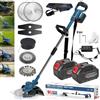 YUIOIBUC Decespugliatore a batteria a 2 batterie, tagliaerba a batteria e spazzola per erbacce, 4 in 1, testa girevole a 90°, per giardino (blau)