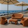 Cribel Corfù Set Da Giardino Esterno Terracotta In Polipropilene, Salottino Moderno Con Divano Due Posti, Due Poltrone E Tavolino, Arredo Outdoor Per Terrazza Balcone E Spazi Aperti