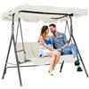 Avilia Dondolo da Giardino 3 Posti - Dondolo Esterno con Struttura in Acciaio- Copertura Impermeabile e Inclinabile - Ideale per Giardino, Terrazzo e Balcone - Arredo Giardino Beige 110x170x156cm