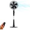 Wintem HARBIN Ventilatore a Piantana 45W con 5 Pale e 10 Velocità, Timer 7,5 Ore, con Telecomando - Silenzioso, Altezza Regolabile 135 cm, Nero