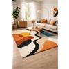 AUWUUA Astratto moderno Tappeto soggiorno 180x220 cm, geometrico, a righe, con blocchi di colore, lavabile, antiscivolo, Tappeto decorativo per camera da letto, sala da pranzo