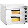 Royal Catering Forno Elettrico Professionale per Pizza 350°C a Due Ripiani per Ristorante Camion di Cibo 230V 3000W 59x56x43cm Acciaio inox