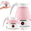 MOFXWHE Bollitore pieghevole da 600 ml, in silicone, per campeggio, escursionismo, sopravvivenza (rosa)