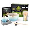 Admygo Set da tè giapponese da 7 pezzi, con ciotola a becco appuntito, frusta blu sfumato, pennello Matcha, pala, colino, pala e asciugamano assorbente, sfumato blu