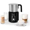 MOOSUM Schiumatore per latte elettrico da 500 ml, in schiuma calda e fredda, riscaldatore per latte, macchina per cioccolato caldo, acciaio inossidabile per uso alimentare, argento
