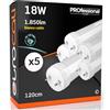 Eurocali Tubo LED 120 cm 18W in VETRO 1850 lumen Bianco Caldo 3000K - Sostituzione Neon T8 - Pacco da 5 tubi