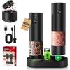 CIRCLE JOY Set macina sale e pepe elettrico con base di ricarica e stoccaggio 2 in 1, macinapepe automatico ricaricabile, grossolanità regolabile, luce LED, capacità 140 ml