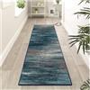 Siunwdiy Tappeto Cucina Passatoia 2.4 metri Modello Blu,marrone,Astratto,Facile da Pulire,Superficie Morbida,Pelo Corto,Passatoia Camera Corridoio Salotto Moderno Design Innovativo,80X240CM