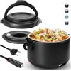 Aotto Contenitore per il pranzo elettrico, 80 W, scaldavivande portatile da 1 l, per adulti, 12 V/24 V/220 V, scaldavivande 3 in 1 per lavoro/viaggio/auto/camion/casa/ufficio (nero)
