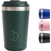 Chilly's Original Coffee Cup - Tazza termica per bevande calde e fredde - Tazza isolata sottovuoto a doppia parete - Acciaio inossidabile - Matte Green, 340ml